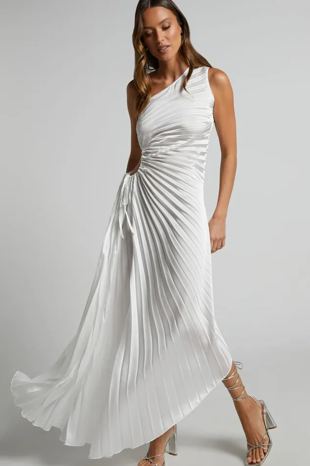 Kitsune Midi Dress 8211 One Shoulder Cut Out Dress In White Women Showpo Dresses