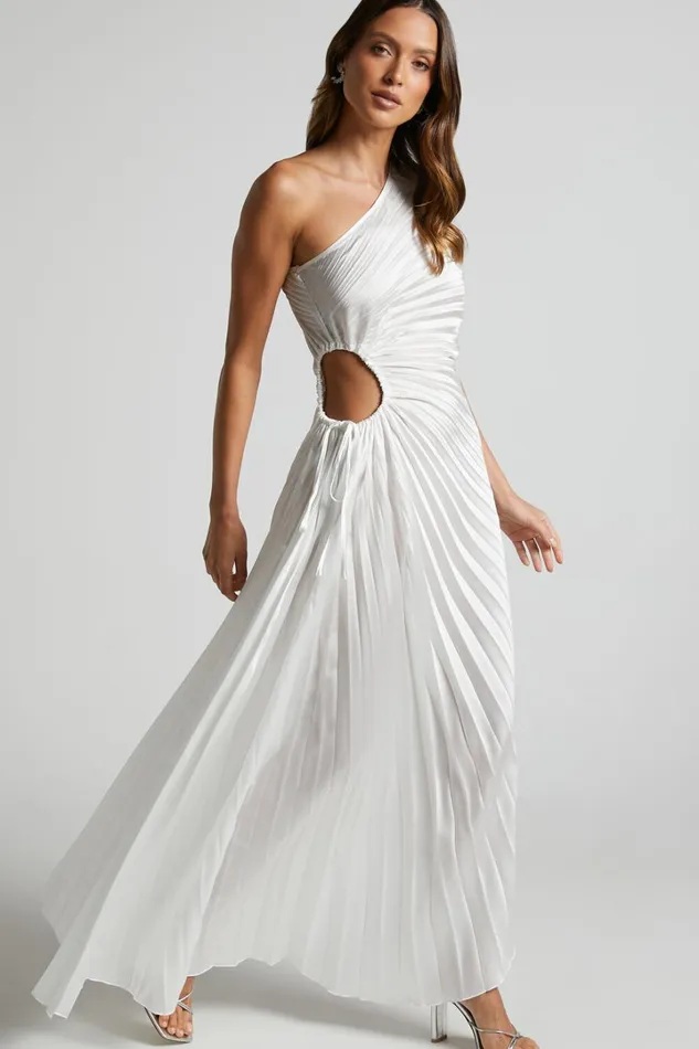 Kitsune Midi Dress 8211 One Shoulder Cut Out Dress In White Women Showpo Dresses