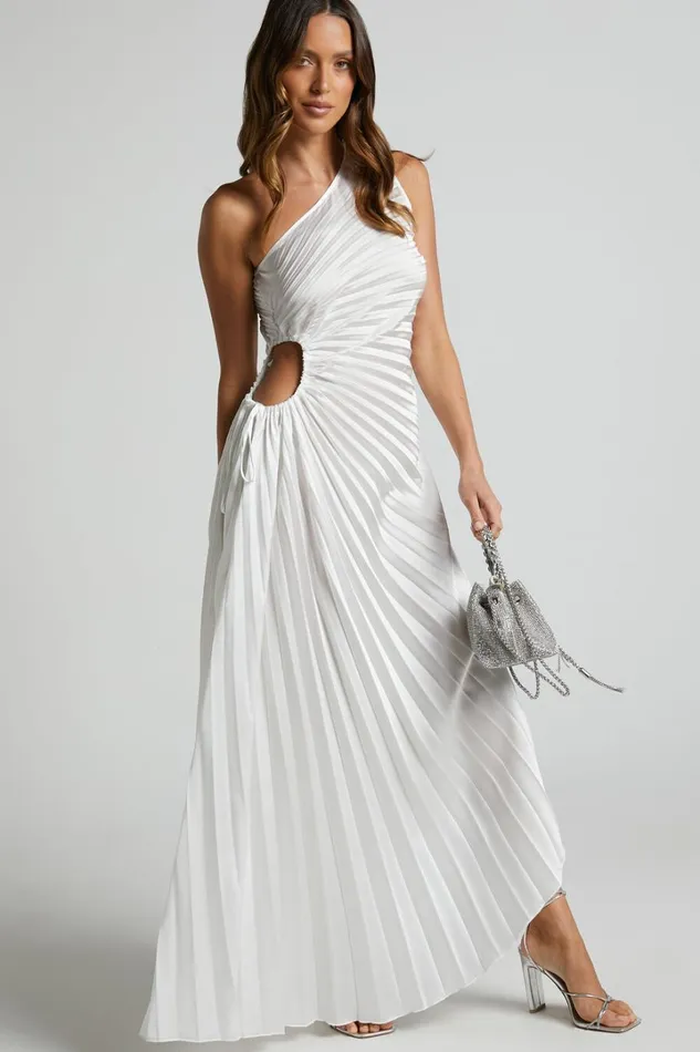 Kitsune Midi Dress 8211 One Shoulder Cut Out Dress In White Women Showpo Dresses