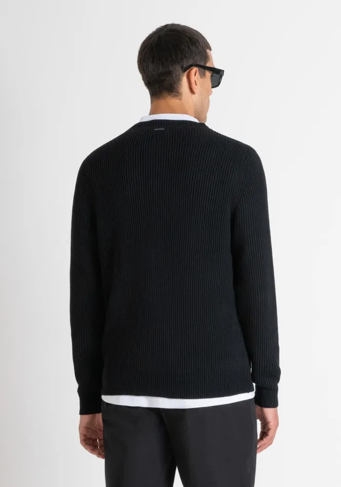 Knitwear Men Antony Morato Regular Fit Cardigan In Black Worked Wool Blend Black