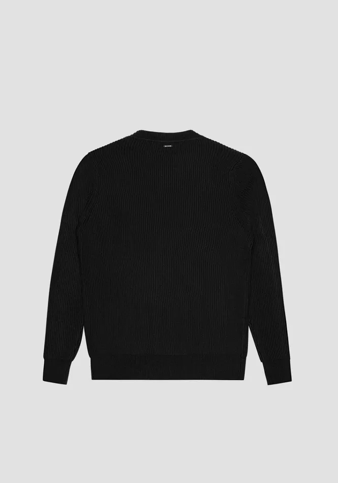 Knitwear Men Antony Morato Regular Fit Cardigan In Black Worked Wool Blend Black