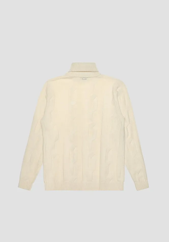 Knitwear Men Antony Morato Regular Fit Merino Wool Blend Jumper With Cable Stitching White