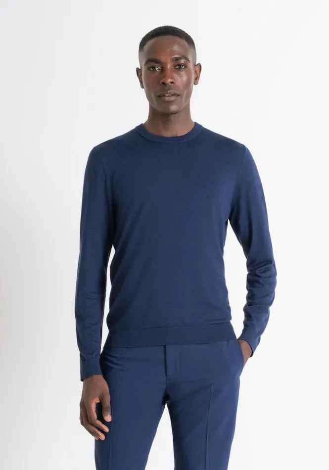 Knitwear Men Antony Morato Regular Fit Wool Blend Jumper Blue Navy