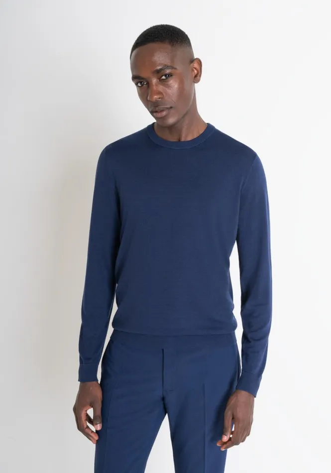 Knitwear Men Antony Morato Regular Fit Wool Blend Jumper Blue Navy