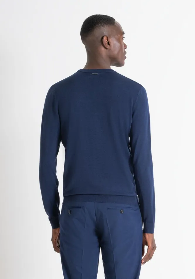 Knitwear Men Antony Morato Regular Fit Wool Blend Jumper Blue Navy