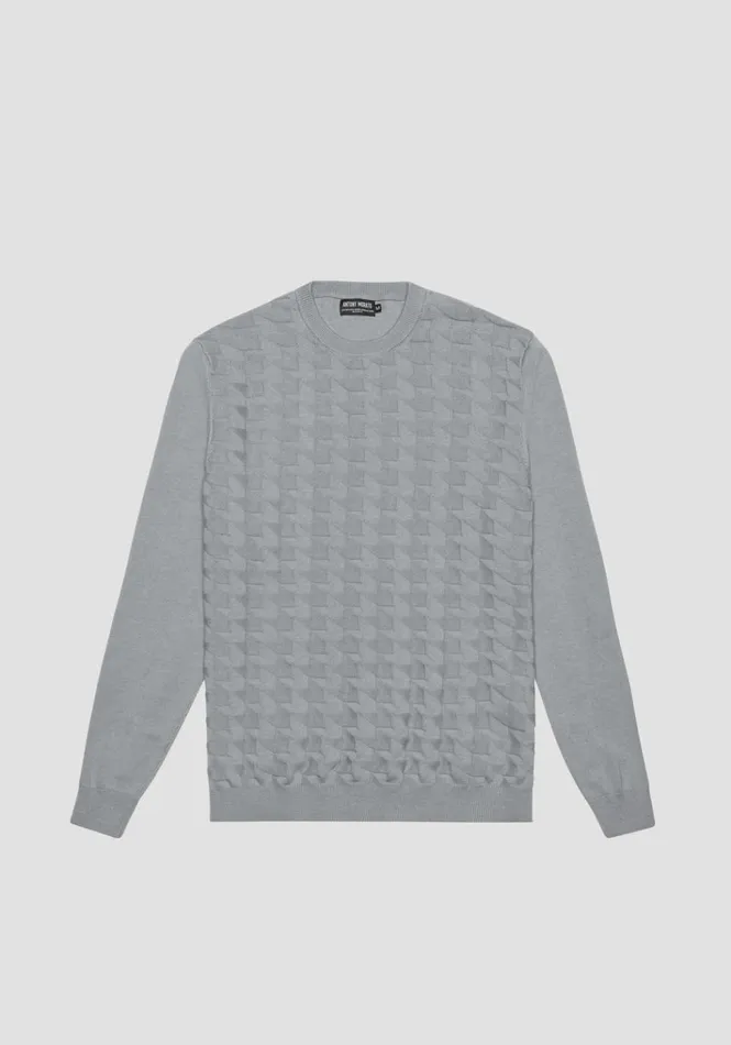 Knitwear Men Antony Morato Regular Fit Wool Blend Jumper With Geometric Pattern Medium Gray Melange