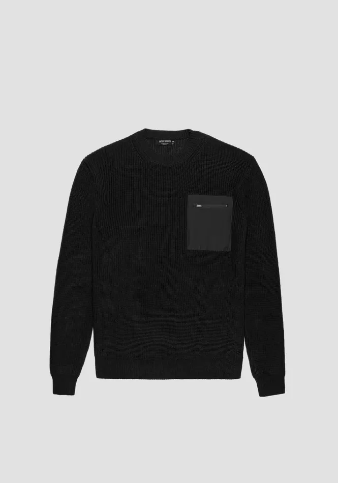 Knitwear Men Antony Morato Relaxed Fit Sweater In Cotton With Fabric Pocket Black