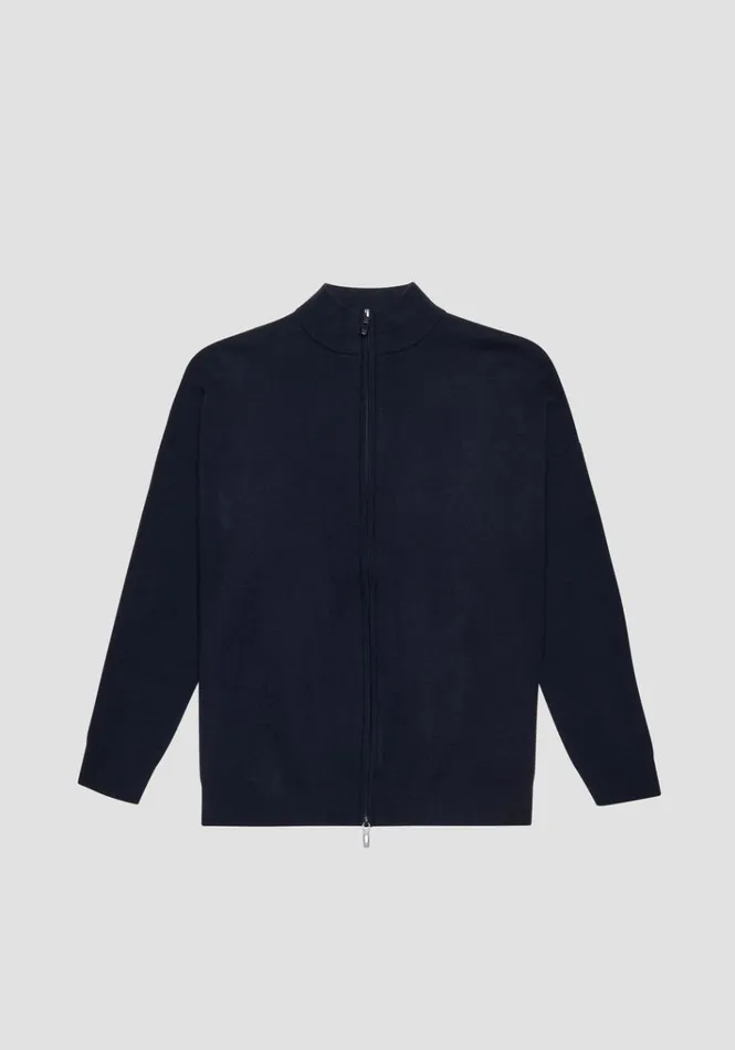 Knitwear Men Antony Morato Relaxed Fit Sweater In Viscose Nylon Blend Yarn Blue