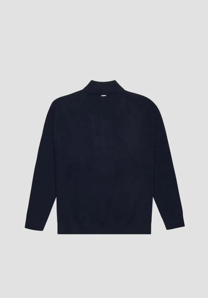 Knitwear Men Antony Morato Relaxed Fit Sweater In Viscose Nylon Blend Yarn Blue