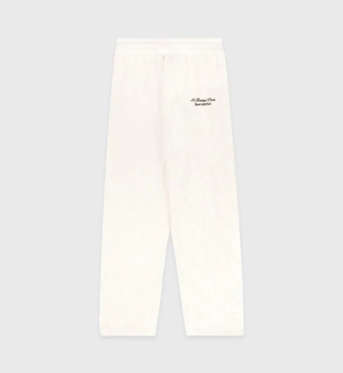 Knitwear Women Sporty and Rich Faubourg Cableknit Wool Cashmere Pants 8211 CreamWhite