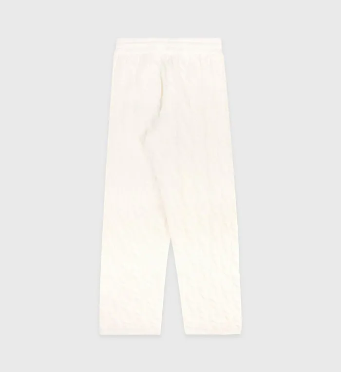 Knitwear Women Sporty and Rich Faubourg Cableknit Wool Cashmere Pants 8211 CreamWhite