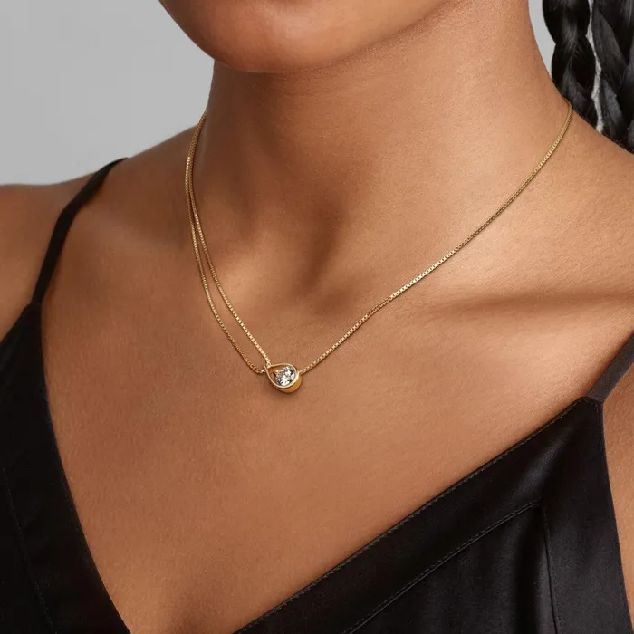 LabGrown Diamond Necklaces Women Pandora Online Infinite 14k Gold Labgrown Diamond Double Chain Collier Necklace Gold