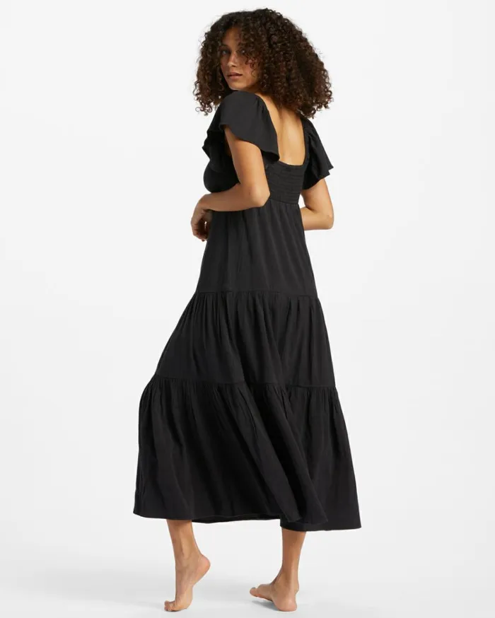 Last Light Dress Black Pebble Women Billabong Midi Dresses