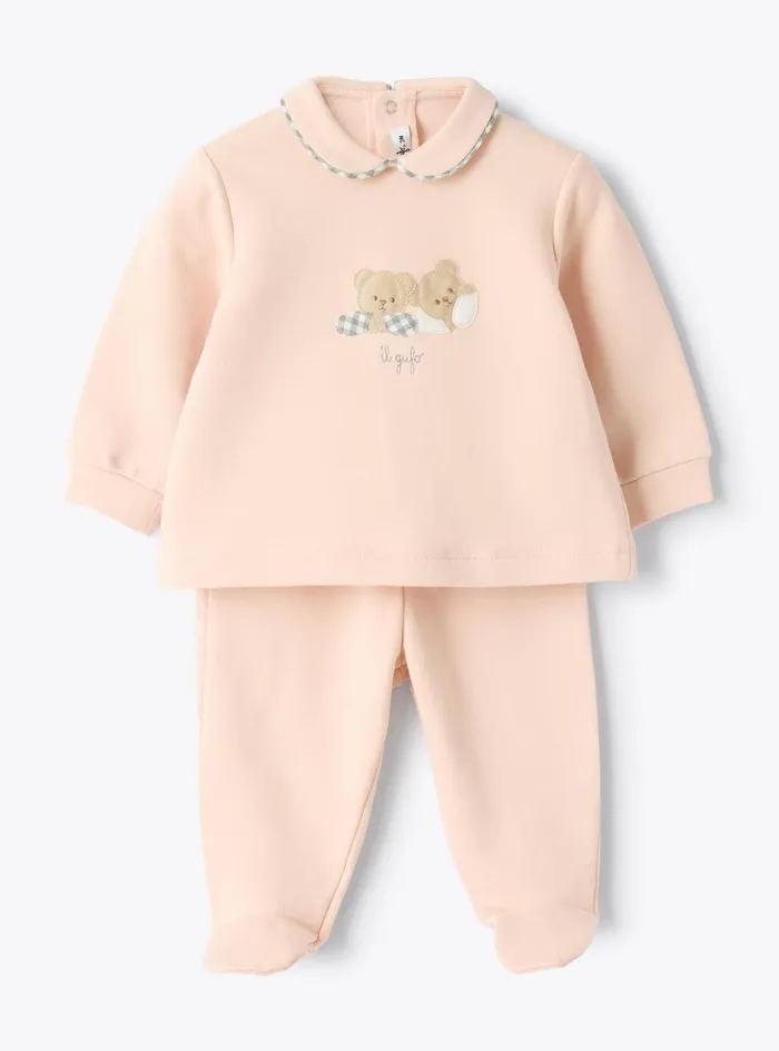Layette Baby 036 Il Gufo Twopiece Cotton Stretch Fleece Set