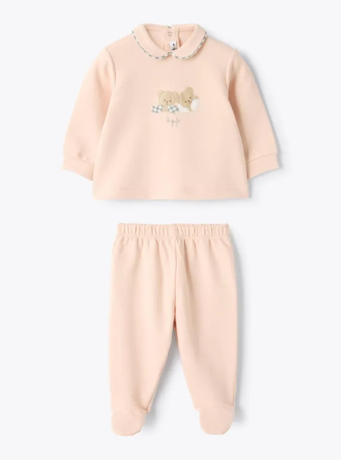 Layette Baby 036 Il Gufo Twopiece Cotton Stretch Fleece Set