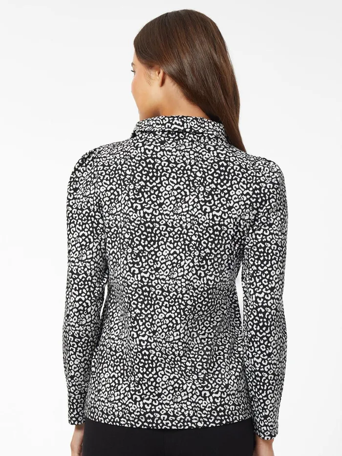Leopard Print PuffSleeve Turtleneck Top Women Jones New York Tops and Blouses Leopard Print PuffSleeve Turtleneck Top Women Jones New York Tops and Blouses