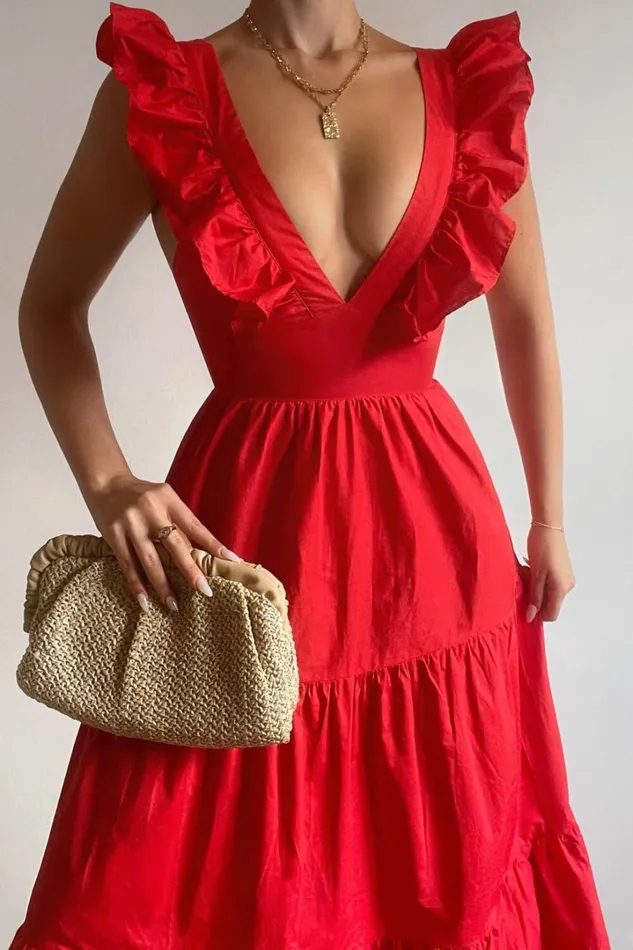 Levona Midi Dress 8211 Ruffle Shoulder Tiered Dress In Cherry Tomato Women Showpo Curve Clothes Levona Midi Dress 8211 Ruffle Shoulder Tiered Dress In Cherry Tomato Women Showpo Curve Clothes