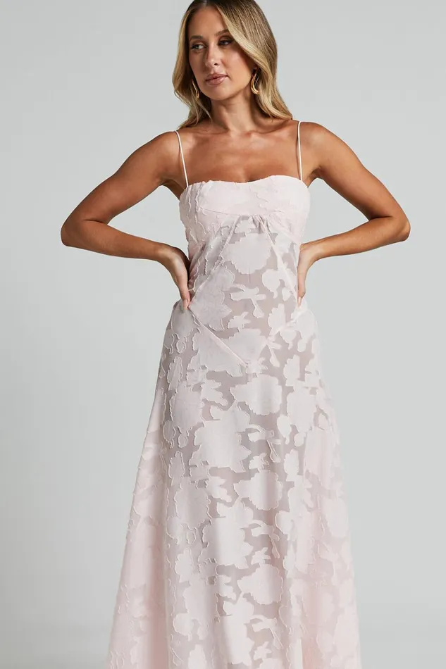 Lily Maxi Dress 8211 Sheer Jacquard Maxi Dress In Pink Women Showpo Dresses