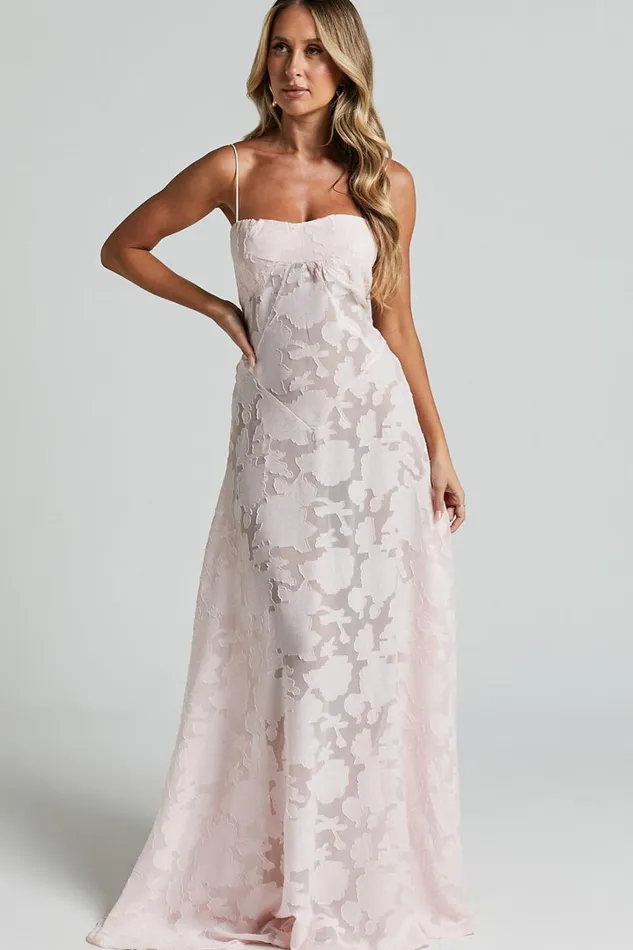 Lily Maxi Dress 8211 Sheer Jacquard Maxi Dress In Pink Women Showpo Dresses
