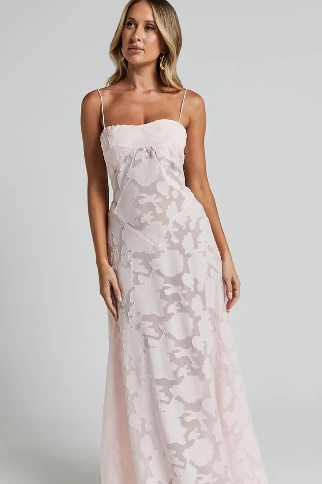 Lily Maxi Dress 8211 Sheer Jacquard Maxi Dress In Pink Women Showpo Dresses