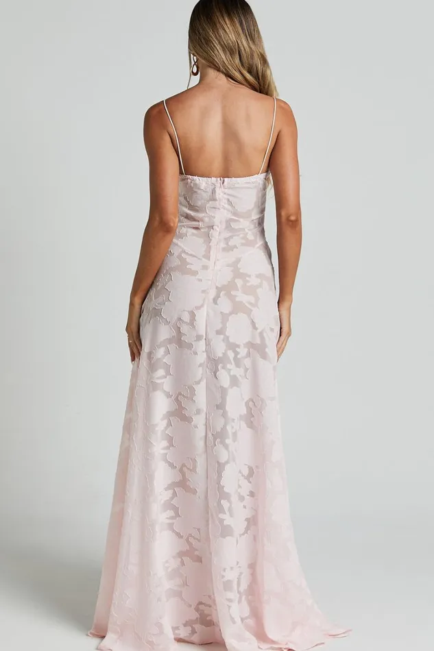 Lily Maxi Dress 8211 Sheer Jacquard Maxi Dress In Pink Women Showpo Dresses