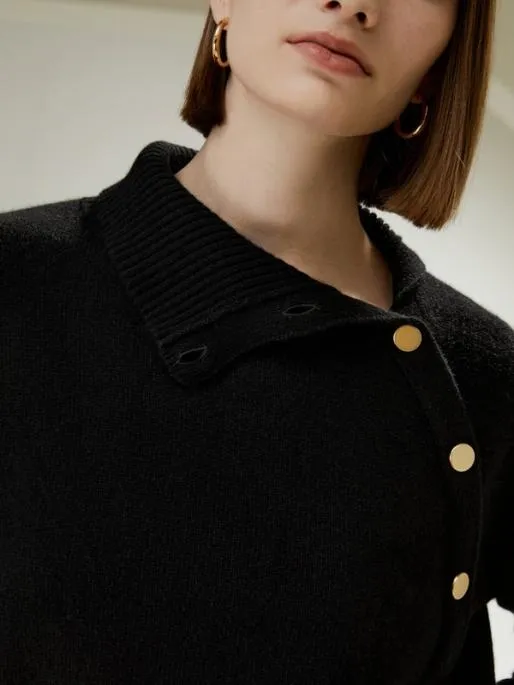 Lilysilk Cashmere Sweater With Row Of Side Buttons Women Knitwear
