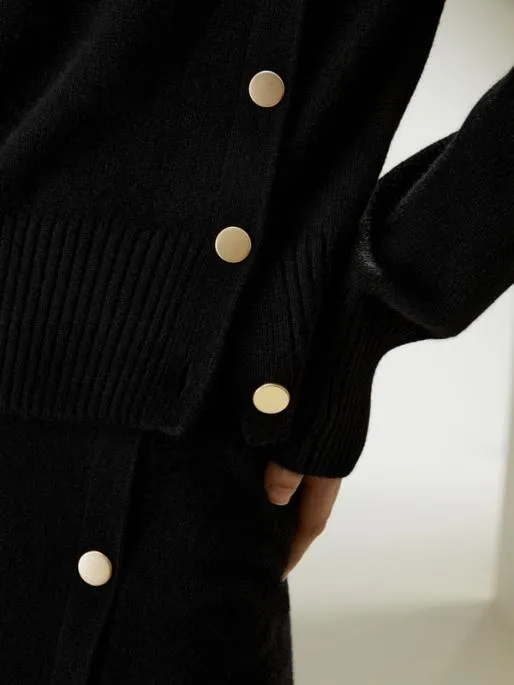Lilysilk Cashmere Sweater With Row Of Side Buttons Women Knitwear