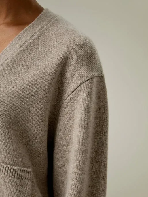 Lilysilk Cropped WoolCashmere Blend Cardigan Sweater Women Knitwear