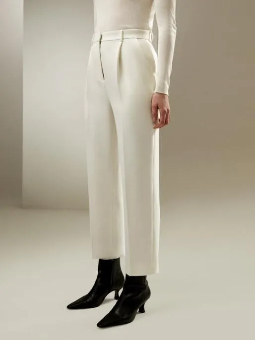 Lilysilk Elegant Medium Rise SilkWool Blend Business Trousers Women Essentials