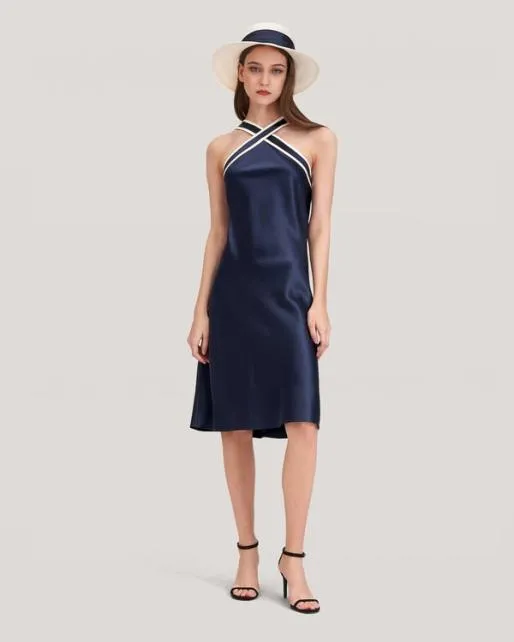 Lilysilk Glossy Camellia Silk HalterNeck Dress Women Jumpsuits Dresses