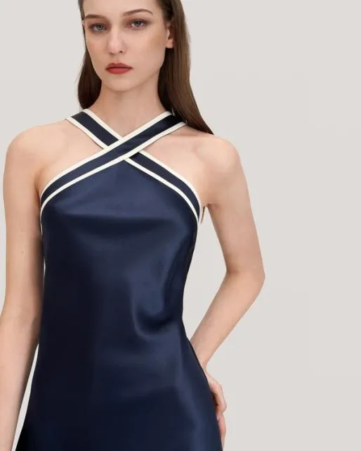 Lilysilk Glossy Camellia Silk HalterNeck Dress Women Jumpsuits Dresses