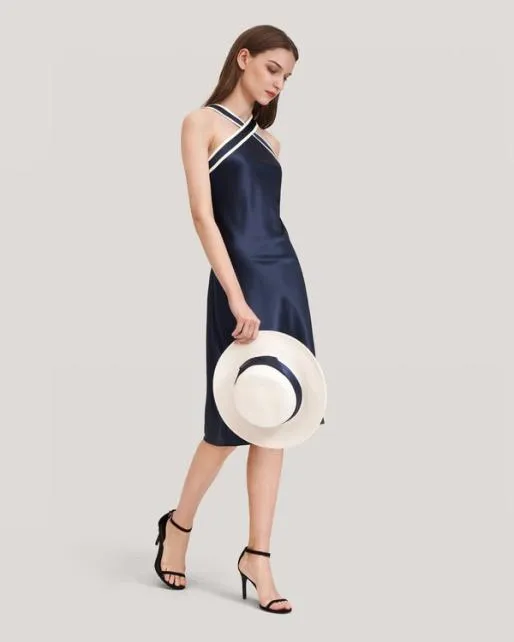 Lilysilk Glossy Camellia Silk HalterNeck Dress Women Jumpsuits Dresses