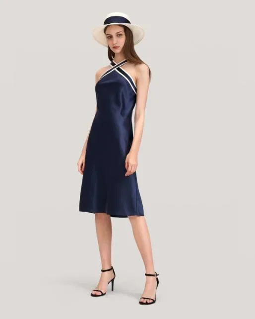 Lilysilk Glossy Camellia Silk HalterNeck Dress Women Jumpsuits Dresses