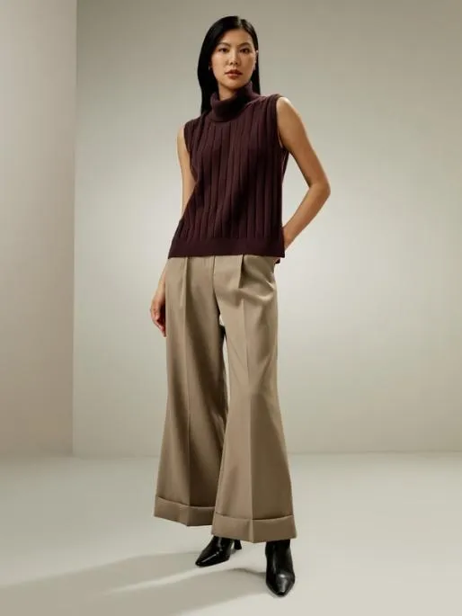 Lilysilk Lightweight Turtleneck Sleeveless Cashmere Vest Women Knitwear