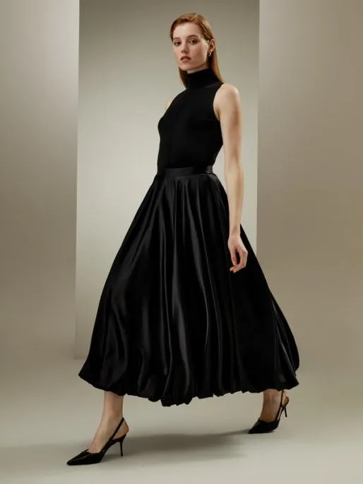Lilysilk Maxi Bubble Umbrella Silk Skirt Women Bottoms