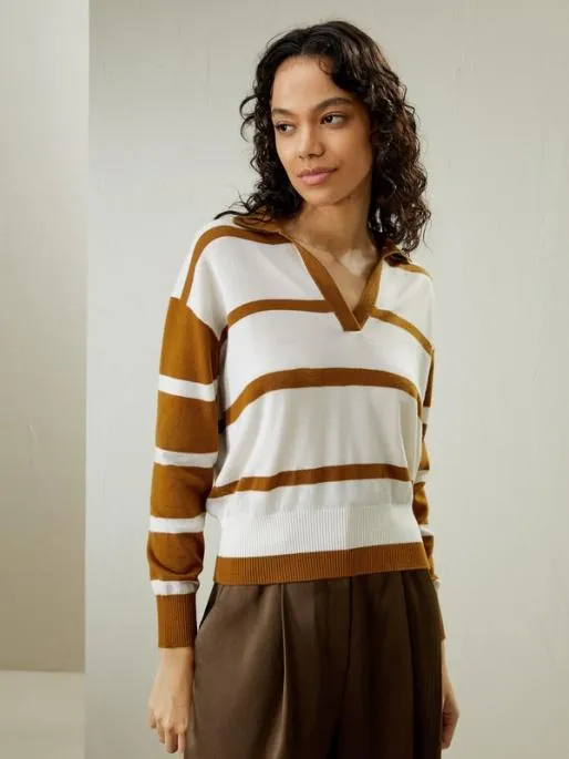 Lilysilk Merino Wool Sweater Polo Women Knitwear