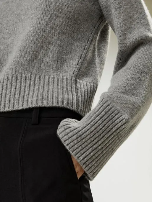 Lilysilk Ribbed Collar And Hemline Wool Cashmere Sweater Women Knitwear