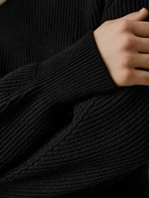 Lilysilk Round Neck DropShoulder Merino Wool Sweater Women Knitwear