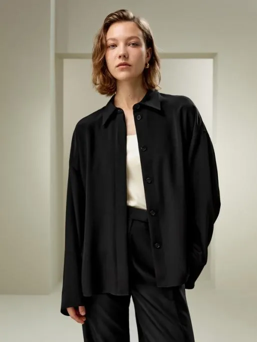 Lilysilk The Elegant Relaxed Drape Oversized Silk Shirt Women Blouses Shirts