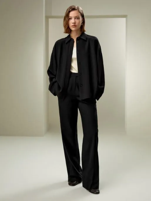 Lilysilk The Elegant Relaxed Drape Oversized Silk Shirt Women Blouses Shirts