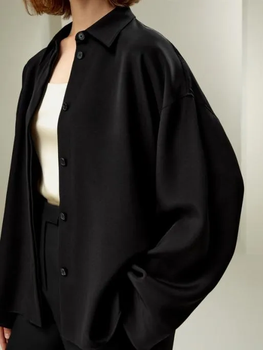 Lilysilk The Elegant Relaxed Drape Oversized Silk Shirt Women Blouses Shirts