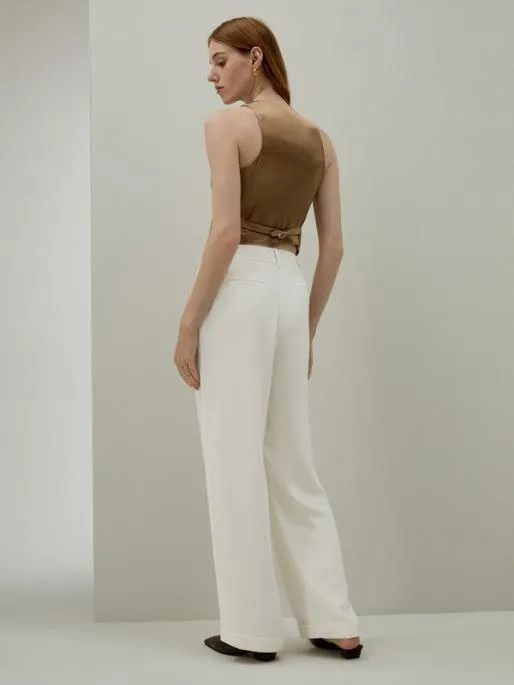 Lilysilk Timeless Pleated WideLeg Silk Trousers For Women 8211 WhiteBlack Women Bottoms