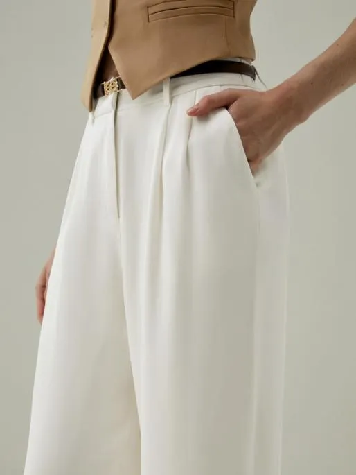 Lilysilk Timeless Pleated WideLeg Silk Trousers For Women 8211 WhiteBlack Women Bottoms