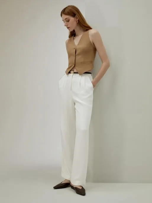 Lilysilk Timeless Pleated WideLeg Silk Trousers For Women 8211 WhiteBlack Women Bottoms