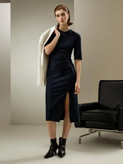 Lilysilk Twist Front Merino Wool Sheath Dress Women Jumpsuits Knitwear