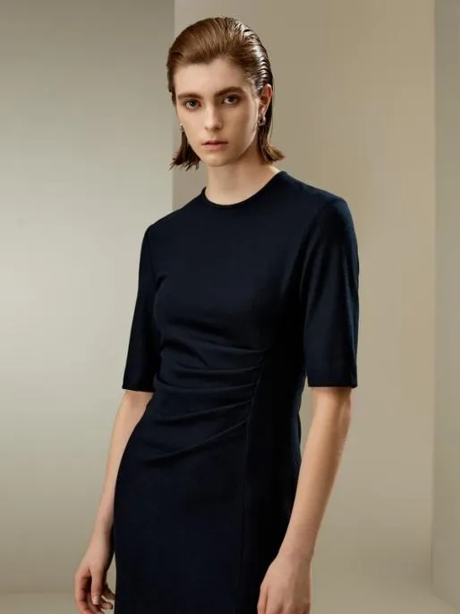 Lilysilk Twist Front Merino Wool Sheath Dress Women Jumpsuits Knitwear