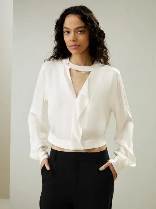 Lilysilk Vneck Silk Blouse With Gathered Hem Women Blouses Shirts