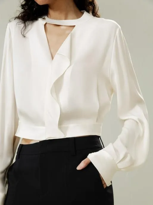 Lilysilk Vneck Silk Blouse With Gathered Hem Women Blouses Shirts