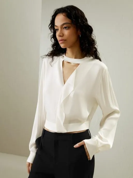 Lilysilk Vneck Silk Blouse With Gathered Hem Women Blouses Shirts