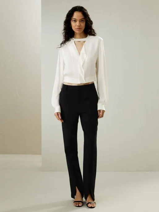 Lilysilk Vneck Silk Blouse With Gathered Hem Women Blouses Shirts